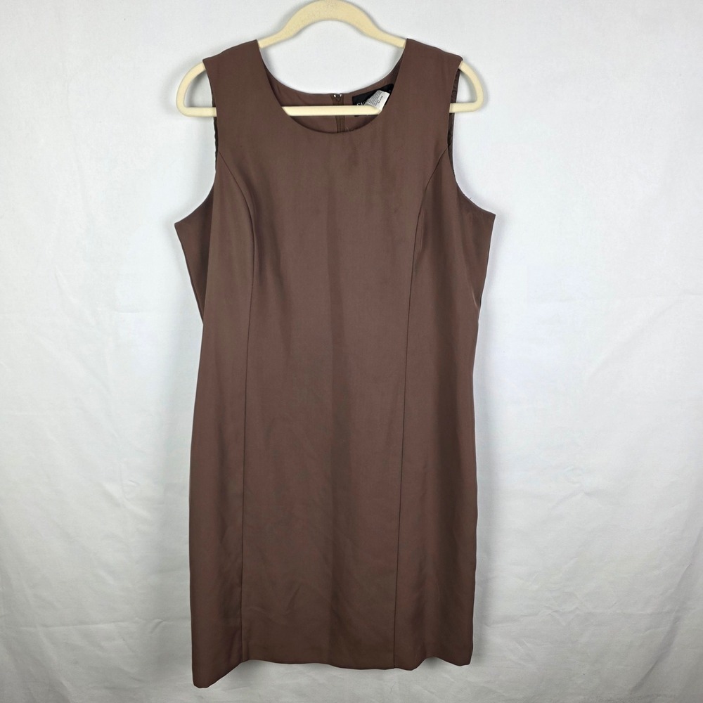 Sag Harbor Womens Brown Sleeveless Sheath Dress Size 18 Professional Workwear